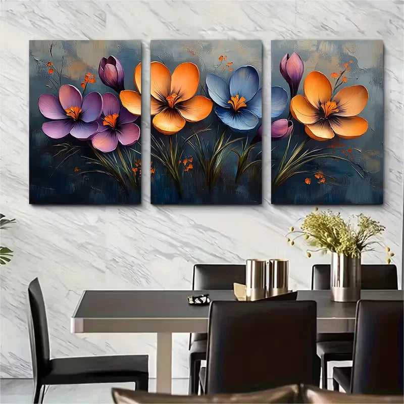 3pcs Navy Blue and Blush Pink Minimalist Metal Print Ready to Hang Art