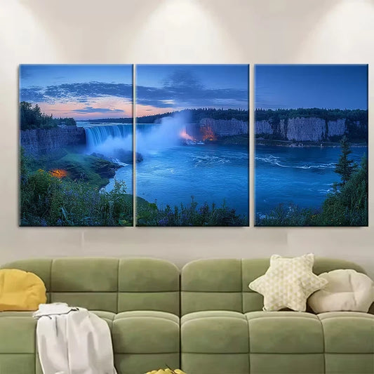 3pcs Niagara Falls Twilight Horseshoe View Metal Print Ready to Hang Art