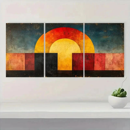 3pcs Showcasing a Century Panoramic Bauhaus Art Metal Print Ready to Hang Art - Bella Home Decor