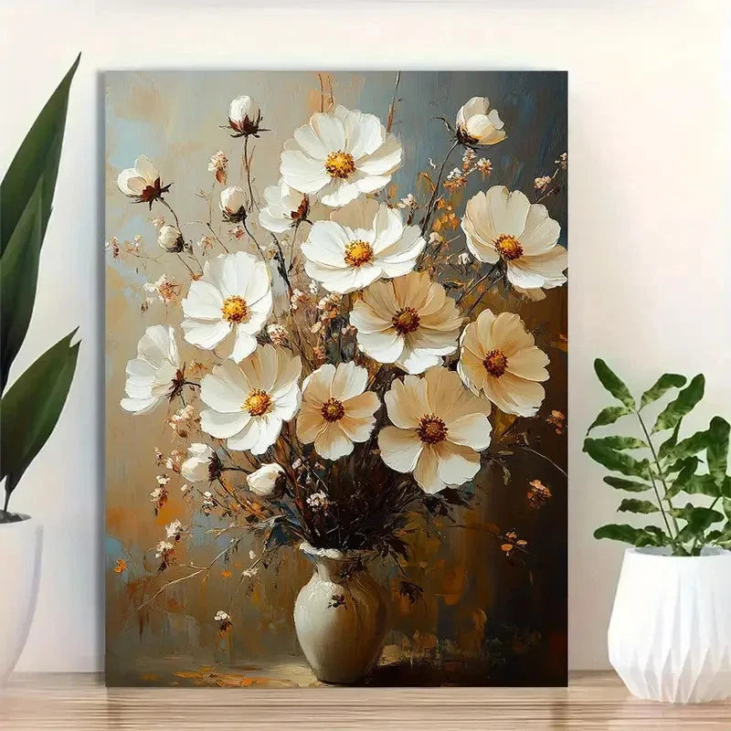 Beautiful Gray Background & Golden Accents Painting 40x60cm Metal Print Ready to Hang - Bella Home Decor