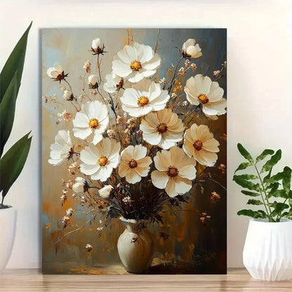 Beautiful Gray Background & Golden Accents Painting 40x60cm Metal Print Ready to Hang - Bella Home Decor