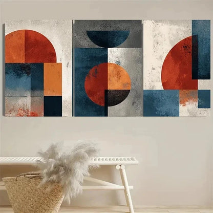 3pcs Bauhaus Geometric Century Modern Art Wall Art Set Canvas Framed 40x60cm - High Quality Print 100% Australian Made Wall Canvas Ready to Hang - Bella Home Decor