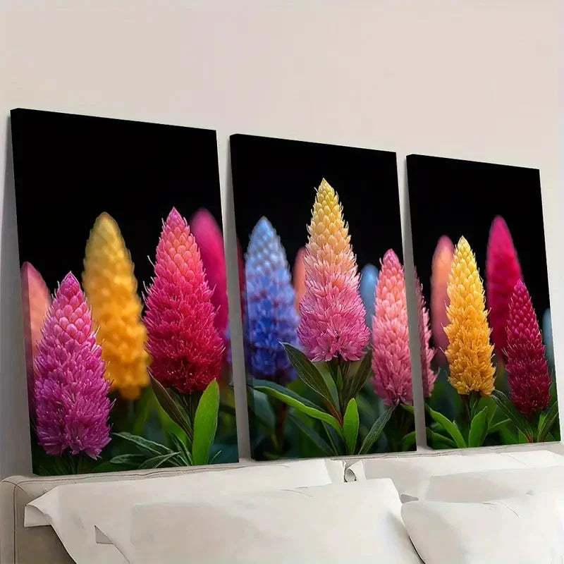 3pcs Celosia Painting Print Plant Art Plant CB   Wall Art Set Canvas Framed 40x60cm - High Quality Print 100% Australian Made Wall Canvas Ready to Hang - Bella Home Decor
