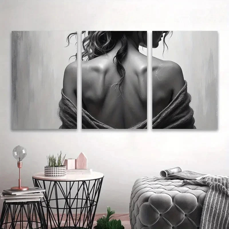 3pcs Elegant Woman With Waves Wall Art Set Canvas Framed 50x70cm - High Quality Print 100% Australian Made Wall Canvas Ready to Hang