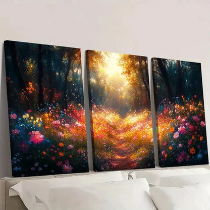 3pcs Glowing Garden Fairy Forest Flower A Wall Art Set Canvas Unframed - High Quality Print 100% Australian Made Wall Canvas - Bella Home Decor
