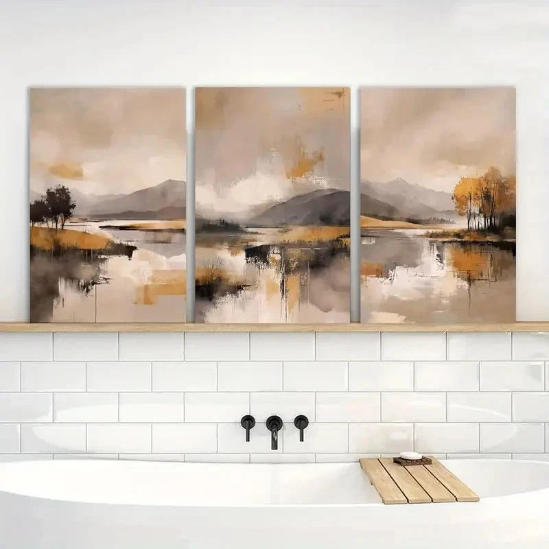 3pcs Abstract Mountain Landscape Printing Metal Print Ready to Hang Art - Bella Home Decor