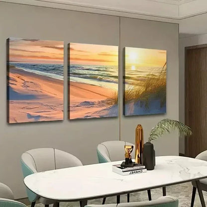 3pcs Sunset Beach Wall Art Set Canvas Unframed - High Quality Print 100% Australian Made Wall Canvas