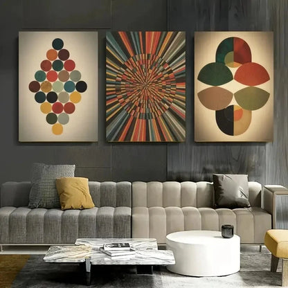 3pcs Geometric Shapes, Color Circles  Wall Art Set Canvas Framed 60x90cm - High Quality Print 100% Australian Made Wall Canvas Ready to Hang - Bella Home Decor