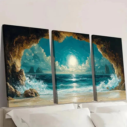 3pcs Coastline Canvas Print Ocean OC Wall Art Set Canvas Unframed - High Quality Print 100% Australian Made Wall Canvas