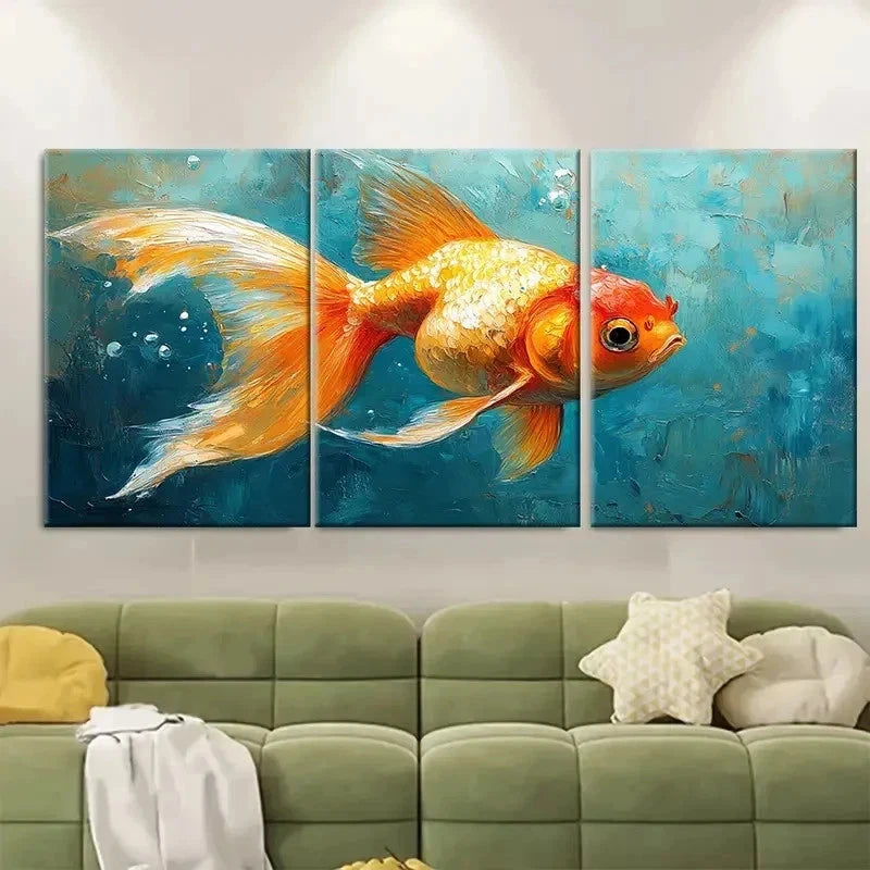 3pcs Goldfish Painting Fish ET    Wall Art Set Canvas Framed 40x60cm - High Quality Print 100% Australian Made Wall Canvas Ready to Hang - Bella Home Decor