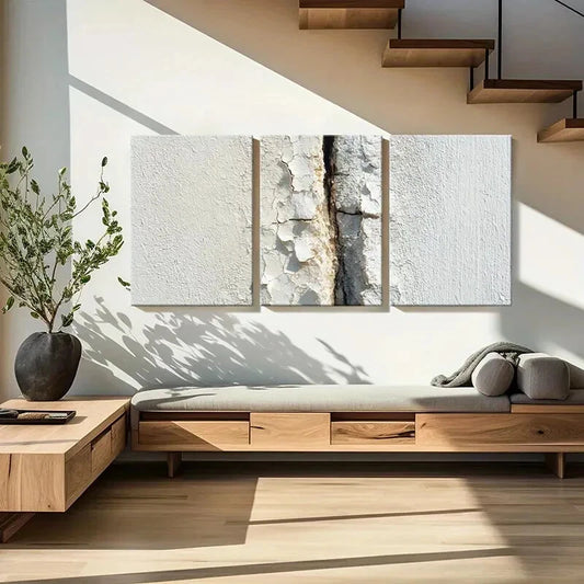 3pcs Abstract Wall Texture Cracked Surface Metal Print Ready to Hang Art