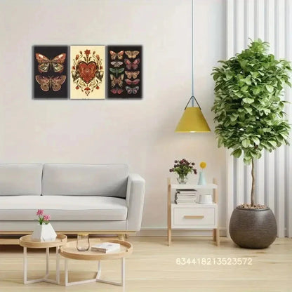 3pcs Butterfly Print Moth Art Print Botanical Metal Print Ready to Hang Art - Bella Home Decor