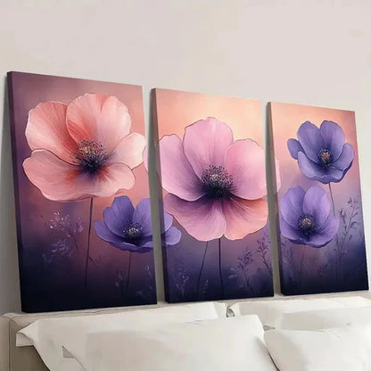 3pcs Blush Pink & Lavender BP Wall Art Canvas Unframed – High Quality Print 100% Australian Made Wall Canvas - Bella Home Decor