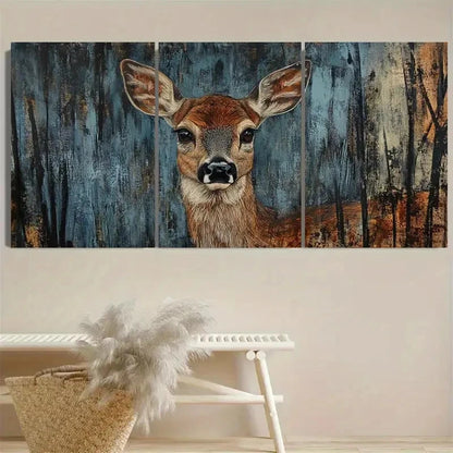 3pcs Urban Deer Wall Art Set Canvas Framed 60x90cm - High Quality Print 100% Australian Made Wall Canvas Ready to Hang