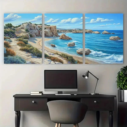 3pcs Pathos Print Aphrodite's Rock Perfect Wall Art Set Canvas Framed 60x90cm - High Quality Print 100% Australian Made Wall Canvas Ready to Hang
