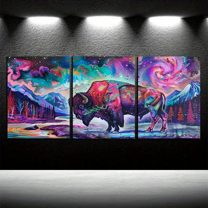 3pcs Vibrant Nature and Mythical Beast Themed Metal Print Ready to Hang Art - Bella Home Decor
