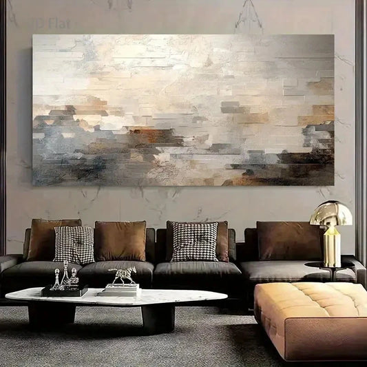 Neutral-Toned Textured Brush Wall Art Canvas Office Home Room Framed 120x60cm