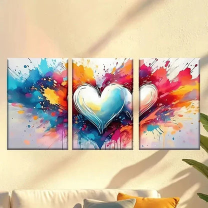 3pcs Colorful Heart Wallpapers Wall Art Canvas - High Quality Print 100% Australian Made Wall Canvas - Bella Home Decor