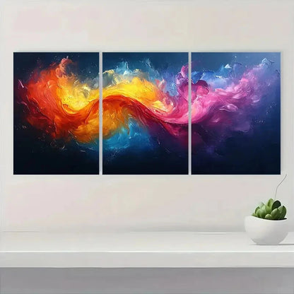 3pcs Minimalist Abstract Colorful Oil Painting Metal Print Ready to Hang Art - Bella Home Decor