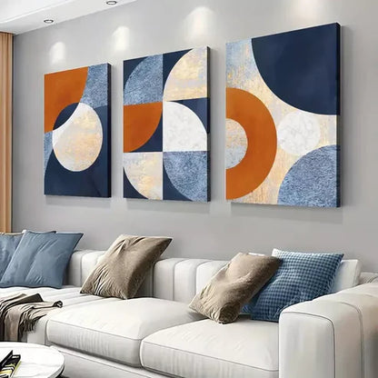3pcs Modern Abstract Geometric Art Wall Art Set Canvas Unframed - High Quality Print 100% Australian Made Wall Canvas