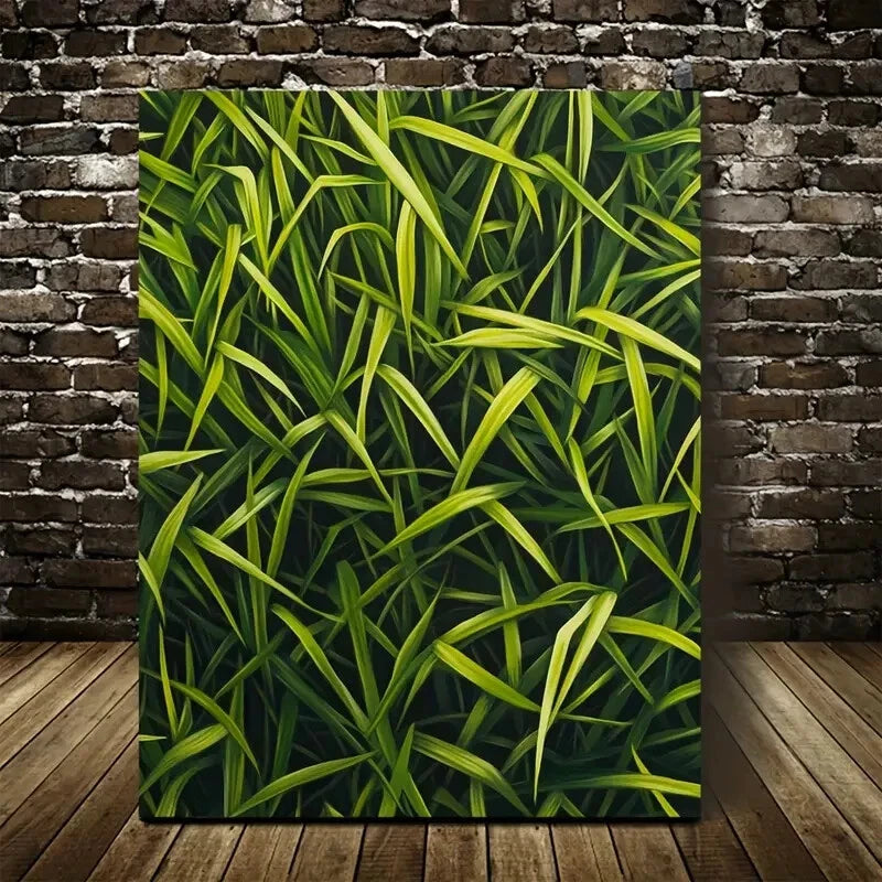 Beautiful Emerald Lemon Grass Lawn Painting 40x60cm Metal Print Ready to Hang - Bella Home Decor