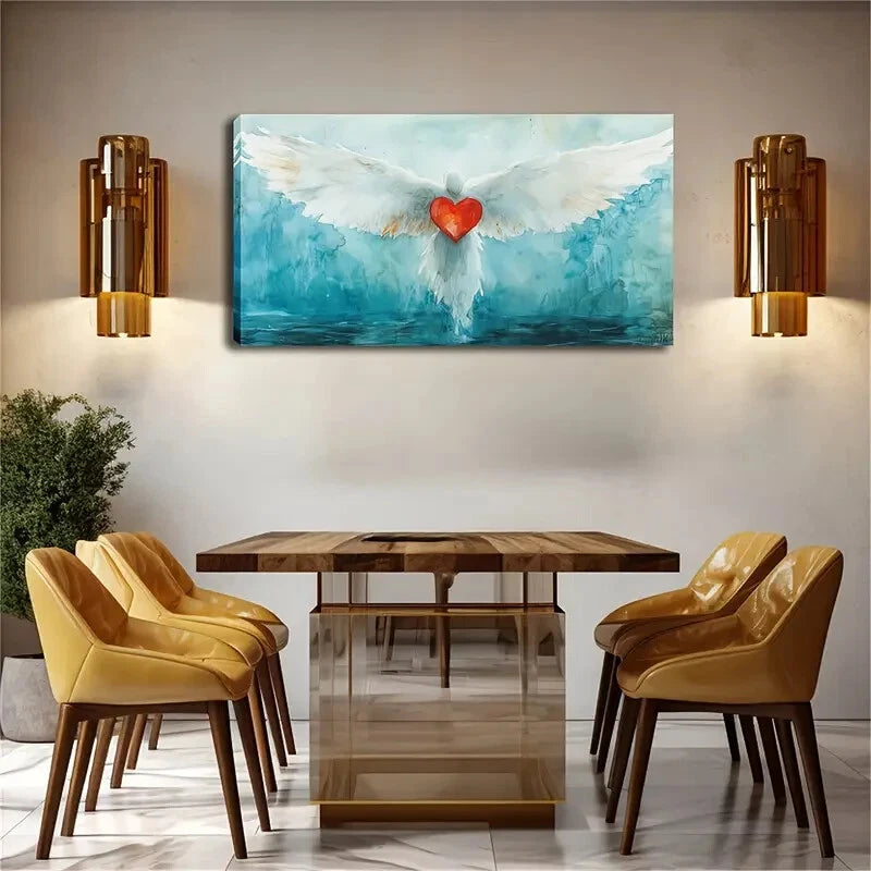 Realistic White Bird Red Décor Wall Art Canvas Office Home Room Framed 120x60cm - Bella Home Decor