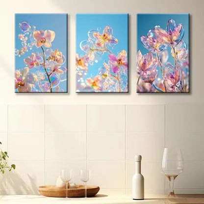 3pcs Flowers under the Sky View Wall Art Set Canvas Framed 50x70cm - High Quality Print 100% Australian Made Wall Canvas Ready to Hang - Bella Home Decor
