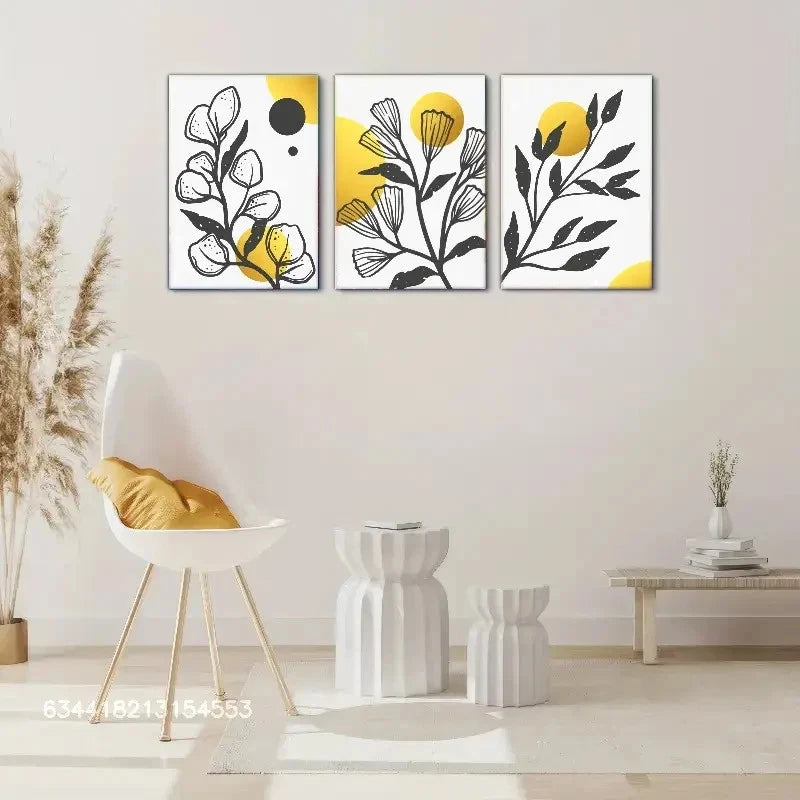 3pcs Artistic Premium Leaves Decoration Metal Print Ready to Hang Art - Bella Home Decor