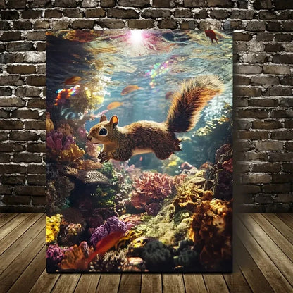 Vibrant Coral Reef & Rainbow Reflections Painting 40x60cm Metal Print Ready to Hang - Bella Home Decor