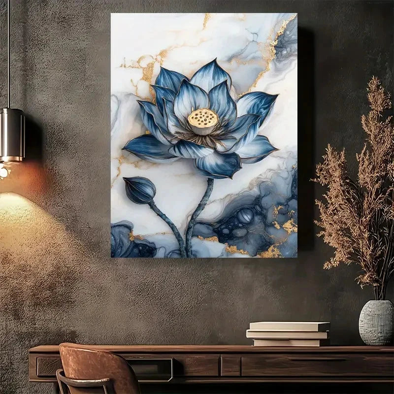 Elegant For Lotus Flower Painting 40x60cm Metal Print Ready to Hang - Bella Home Decor