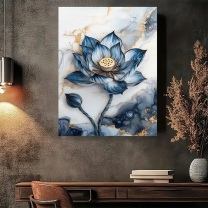 Elegant For Lotus Flower Painting 40x60cm Metal Print Ready to Hang - Bella Home Decor