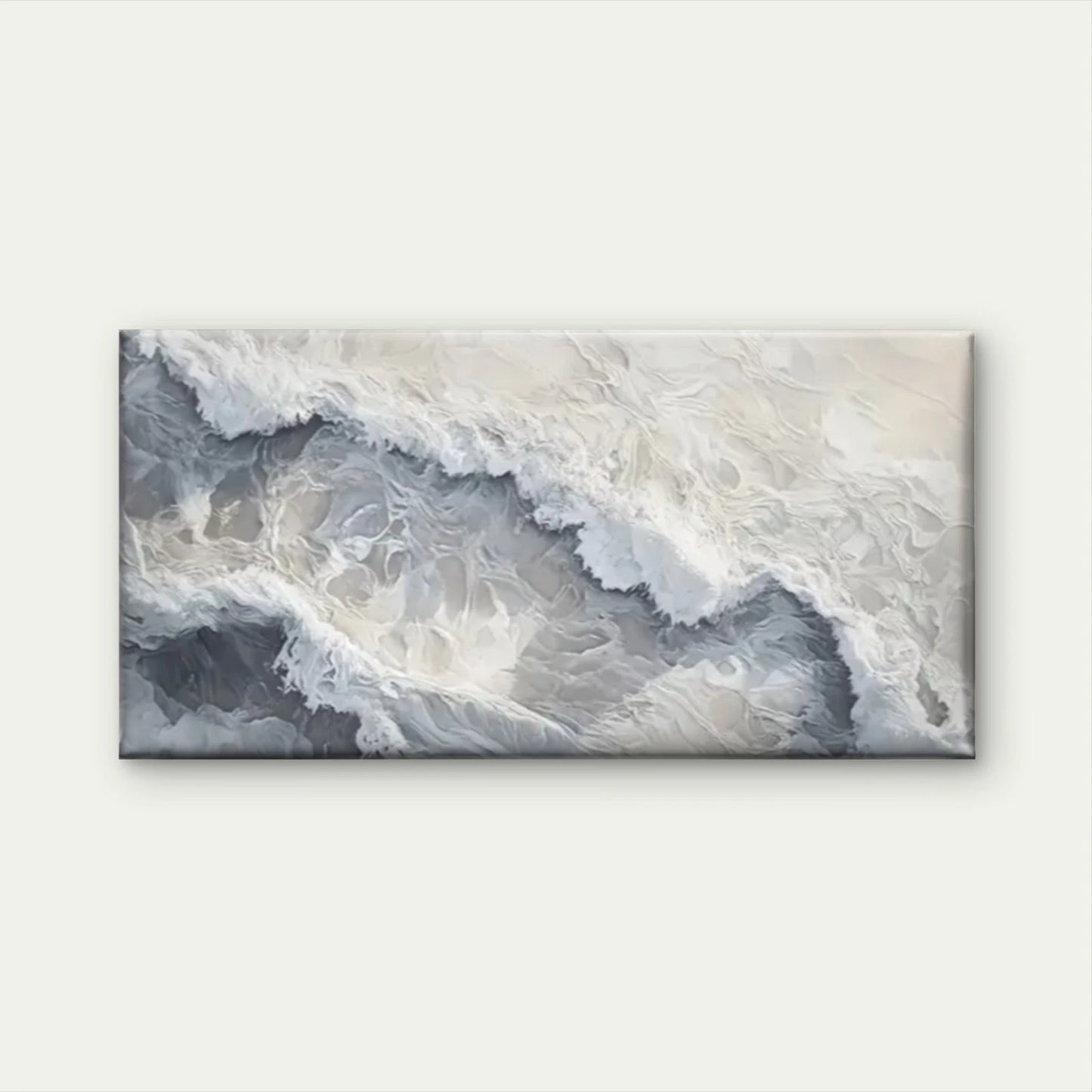 Waves Beach White Perfect Wall Art Canvas Office Home Room Framed 120x60cm