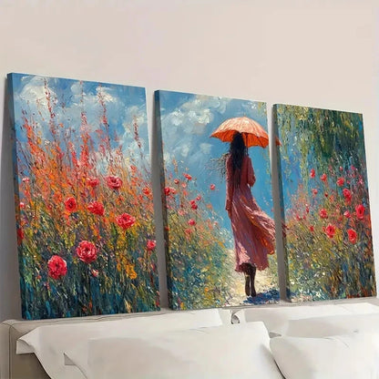 3pcs  Morning Stroll in the Gardens BV   Wall Art Set Canvas Framed 60x90cm - High Quality Print 100% Australian Made Wall Canvas Ready to Hang - Bella Home Decor