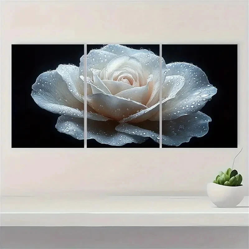 3pcs Painting Print Flower Art Rose Painting Metal Print Ready to Hang Art - Bella Home Decor