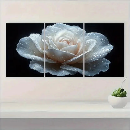 3pcs Painting Print Flower Art Rose Painting Metal Print Ready to Hang Art - Bella Home Decor