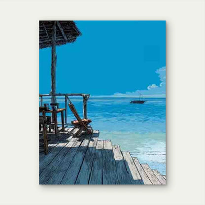 Manga-Style Zanzibar Seascape 60x90cm Metal Print Ready to Hang