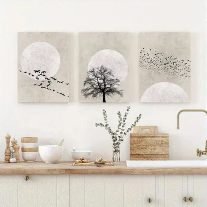 3pcs Sun Silhouette Prints, Nordic Wall Art Canvas Unframed - High Quality Print 100% Australian Made Wall Canvas
