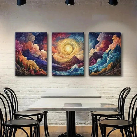 3pcs Surreal Landscape Clouds Dreamlike Perfect Wall Art Set Canvas Framed 50x70cm - High Quality Print 100% Australian Made Wall Canvas Ready to Hang