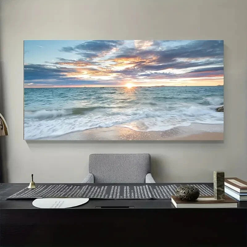 Ocean Sunset Sky Seascape Wall Art wall canvas office home room framed 120x60cm - Bella Home Decor
