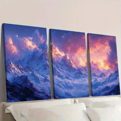 3pcs Himalayan Mountain Landscape Art Wall Art Canvas Unframed - High Quality Print 100% Australian Made Wall Canvas