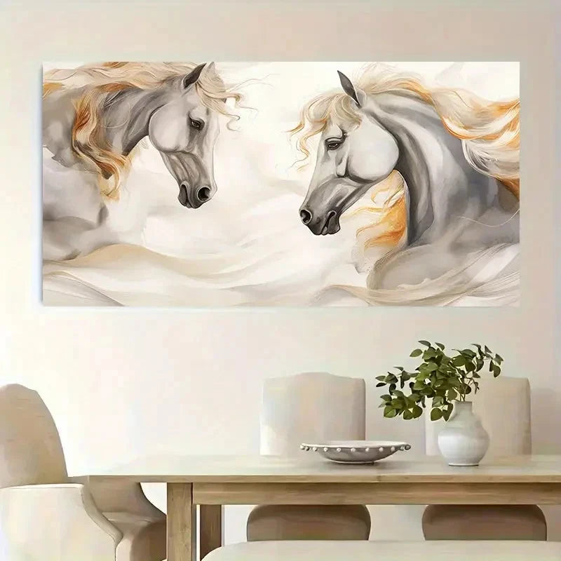 Retro Classic Ink Dye Horse Wall Art Canvas Office Home Room Framed 120x60cm