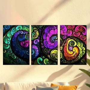 3pcs Colorful swirl background with many colors Wall Art Set Canvas Framed 40x60cm - High Quality Print 100% Australian Made Wall Canvas Ready to Hang - Bella Home Decor