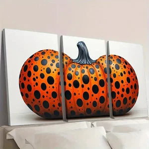 3pcs Japanese Pumpkin by Yayoi Wall Art Set Canvas Unframed - High Quality Print 100% Australian Made Wall Canvas