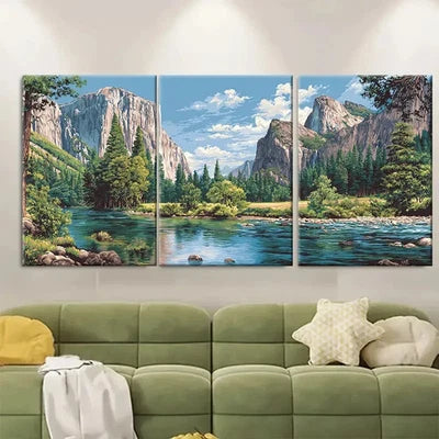 3pcs Yosemite Mountain Landscape Wall Art Set Canvas Framed 40x60cm - High Quality Print 100% Australian Made Wall Canvas Ready to Hang