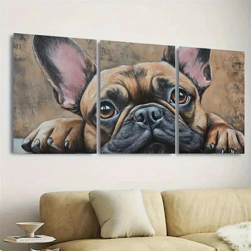 3pcs French Bulldog Wall Art Set Canvas Framed 40x60cm - High Quality Print 100% Australian Made Wall Canvas Ready to Hang - Bella Home Decor