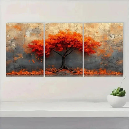 3pcs Autumn Tree Seasonal Fall Decor Art Q Wall Art Set Canvas Framed 40x60cm - High Quality Print 100% Australian Made Wall Canvas Ready to Hang - Bella Home Decor