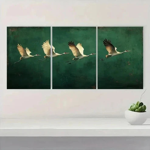3pcs Japanese Style Flying Elegan Wall Art Set Canvas Unframed - High Quality Print 100% Australian Made Wall Canvas