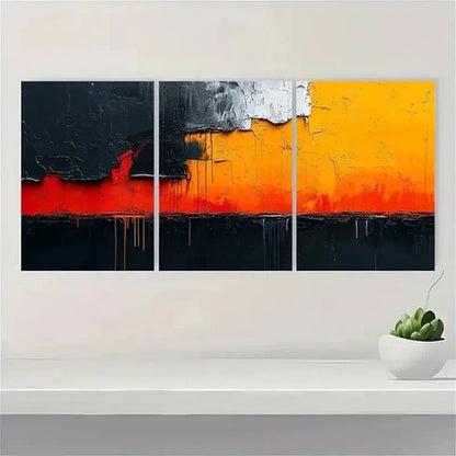 3pcs Orange, Red, Black and White Abstract Wall Art Set Canvas Unframed - High Quality Print 100% Australian Made Wall Canvas