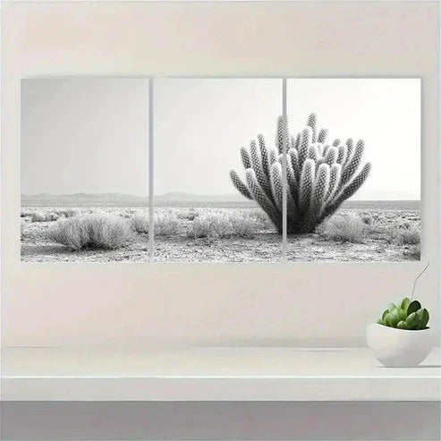 3pcs Black and White Cactus Southwest Desert Wall Art Set Canvas Unframed - High Quality Print 100% Australian Made Wall Canvas