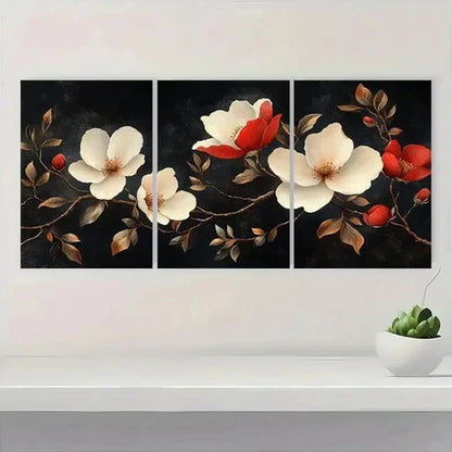 3pcs Moody Flower Floral Botanical Wall Art Set Canvas Unframed - High Quality Print 100% Australian Made Wall Canvas